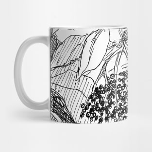 elderberry holiday-themed pattern pen and ink traditional art sketch Mug